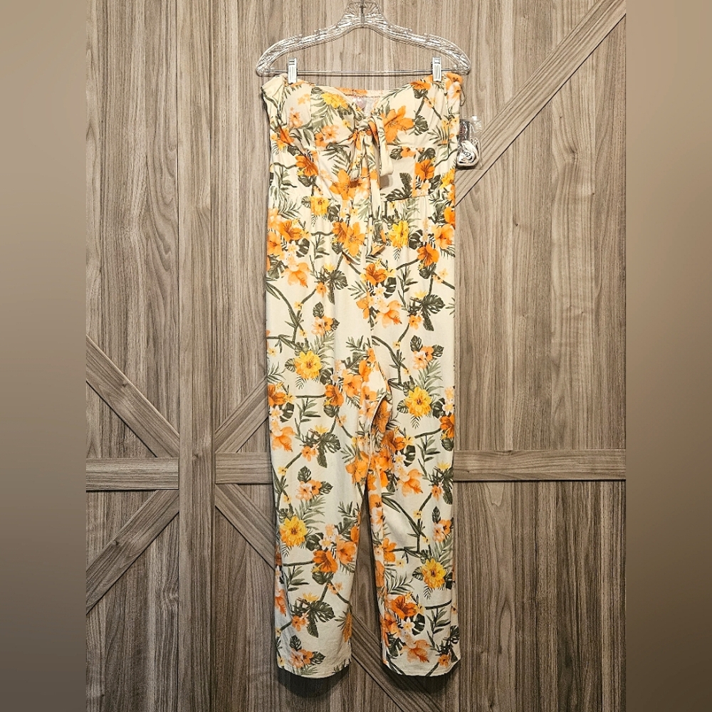 NOBO Strapless Orange, Green And White Floral Jumpsuit